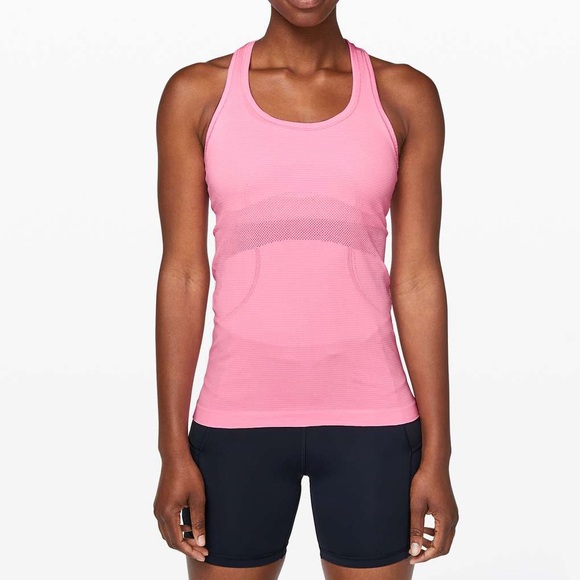 lululemon athletica Tops - Lululemon Swiftly Tech Racerback Pink Shell / White | Size 4